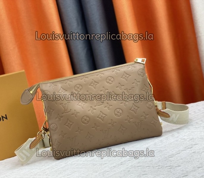 Louis Vuitton Coussin PM Bag In Taupe With Jacquard Strap - Image 3
