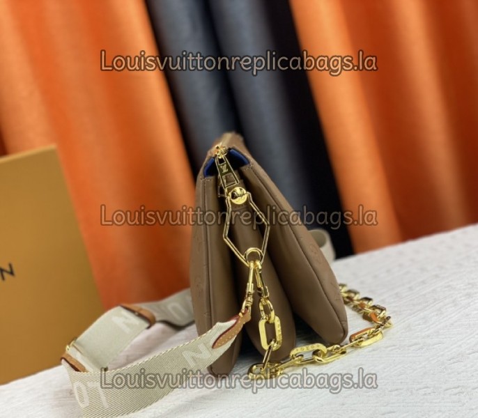 Louis Vuitton Coussin PM Bag In Taupe With Jacquard Strap - Image 4