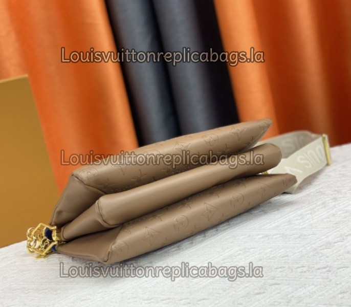 Louis Vuitton Coussin PM Bag In Taupe With Jacquard Strap - Image 5