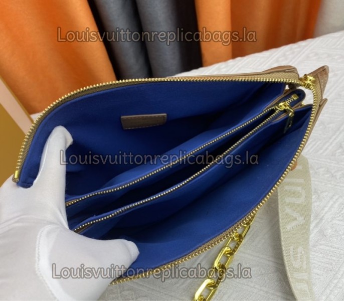 Louis Vuitton Coussin PM Bag In Taupe With Jacquard Strap - Image 6