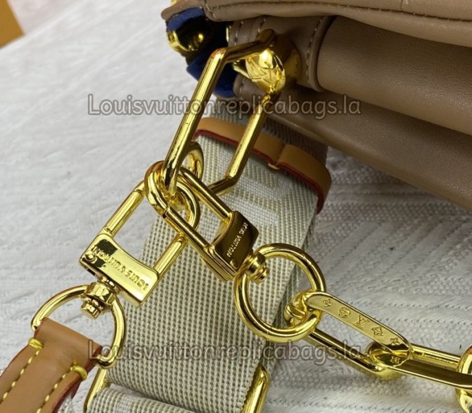 Louis Vuitton Coussin PM Bag In Taupe With Jacquard Strap - Image 8