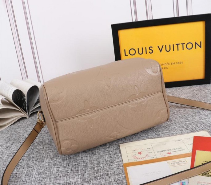 Louis Vuitton Monogram Empreinte Leather Speedy Bandouliere 25 Handbag In Tourterelle Gray - Image 4