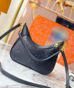 Louis Vuitton Monogram Empreinte Leather Bagatelle Mini Hobo In Black
