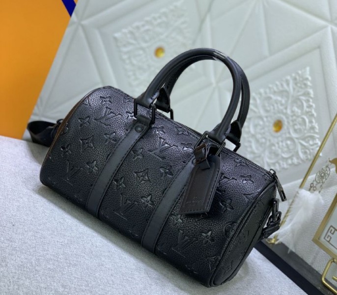 Louis Vuitton Taurillon Monogram Leather Keepall Bandouliere 25 In Black - Image 2