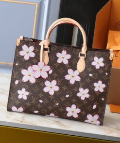 X TM Monogram Canvas Onthego MM With Cherry Blossom
