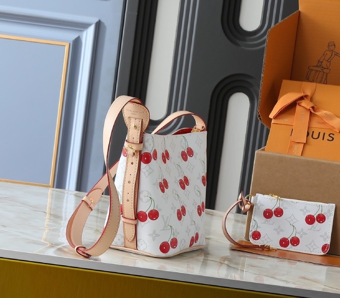 Replica Louis Vuitton X TM Monogram Cherry Canvas All In BB Bag In White