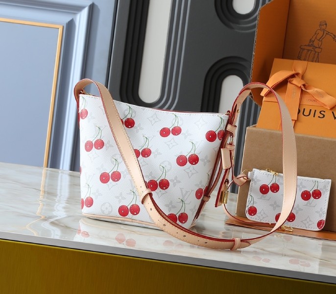 Replica Louis Vuitton X TM Monogram Cherry Canvas All In BB Bag In White - Image 2