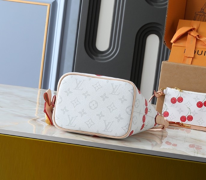 Replica Louis Vuitton X TM Monogram Cherry Canvas All In BB Bag In White - Image 3