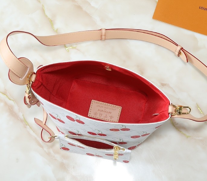 Replica Louis Vuitton X TM Monogram Cherry Canvas All In BB Bag In White - Image 4