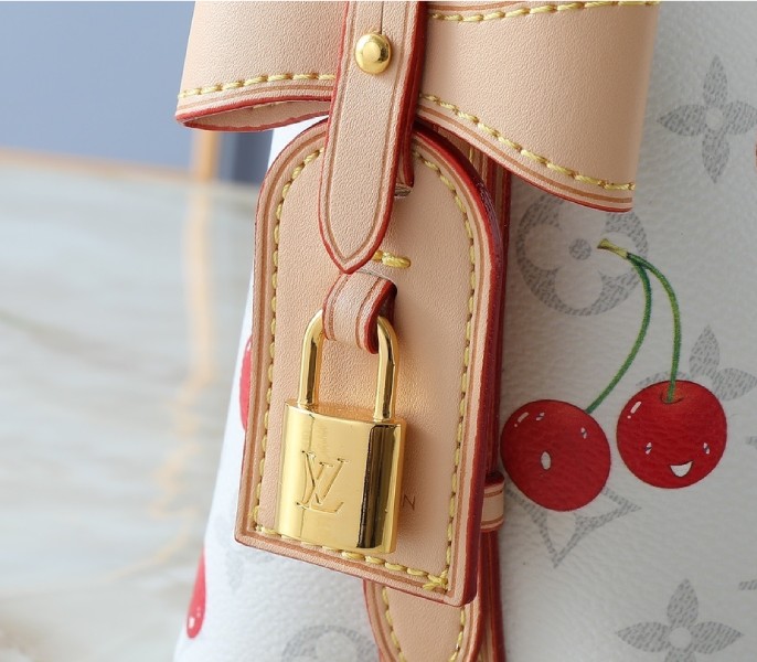Replica Louis Vuitton X TM Monogram Cherry Canvas All In BB Bag In White - Image 7