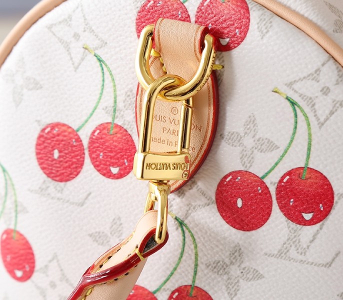 X TM Monogram Cherry Canvas Speedy Soft Bandouliere 30 In White - Image 7