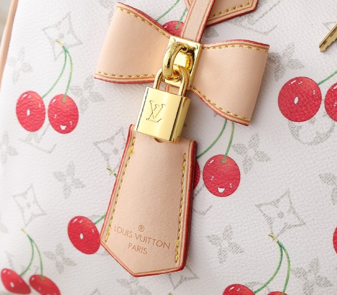 X TM Monogram Cherry Canvas Speedy Soft Bandouliere 30 In White - Image 9