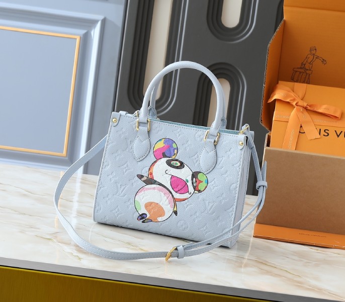 X TM Monogram Empreinte OnTheGo PM With Bijou Edition In Washed Blue - Image 3